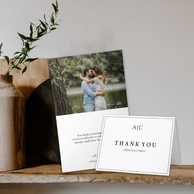 Tarjeta de agradecimiento plegada del Boda Monogra (Subido por el creador)
