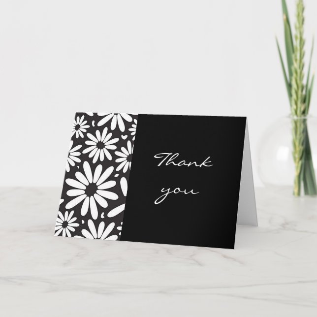 Tarjeta de agradecimiento plegada en blanco “Daisy (Anverso)