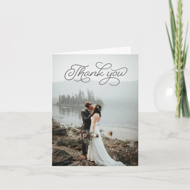 Tarjeta de agradecimiento plegada - Guión negro (Anverso)