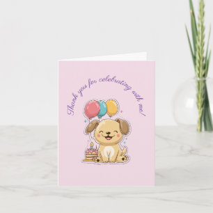Tarjeta de agradecimiento plegada para 1er cumplea