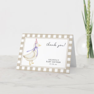Tarjeta de agradecimiento plegada para baby shower