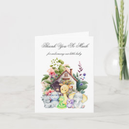 Tarjeta de agradecimiento plegada para baby shower