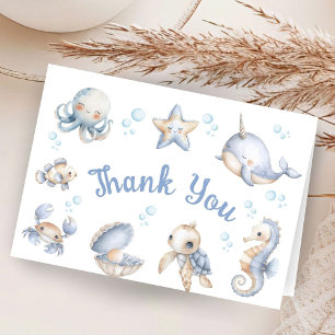 Tarjeta de agradecimiento plegada para baby shower