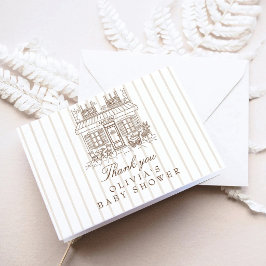 Tarjeta de agradecimiento plegada para baby shower