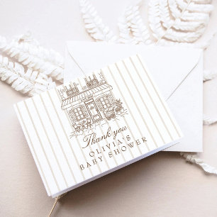Tarjeta de agradecimiento plegada para baby shower