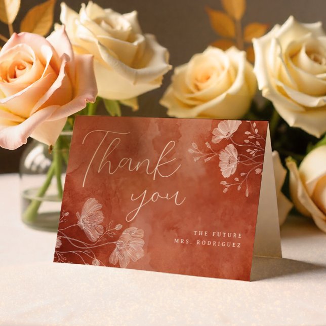 Tarjeta de agradecimiento plegada para despedida d (Future Mrs. Thank You Card)