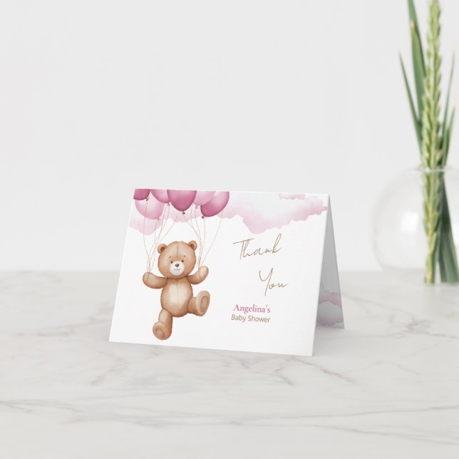 Tarjeta de agradecimiento plegada para un Baby Sho (Anverso)