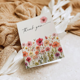 Tarjeta de agradecimiento plegada por amor en flor