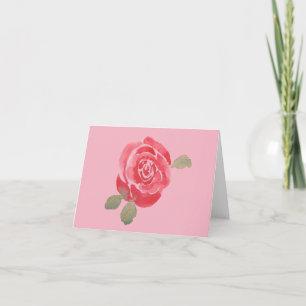 Tarjeta de agradecimiento plegada Rosa de acuarela