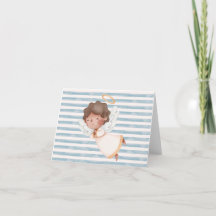 Tarjeta de agradecimiento plegada y pequeña con Án