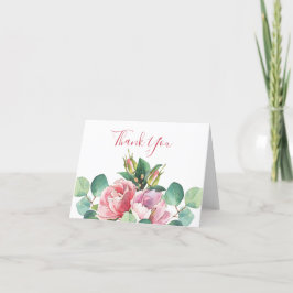 Tarjeta de agradecimiento plegado a los rosas con 