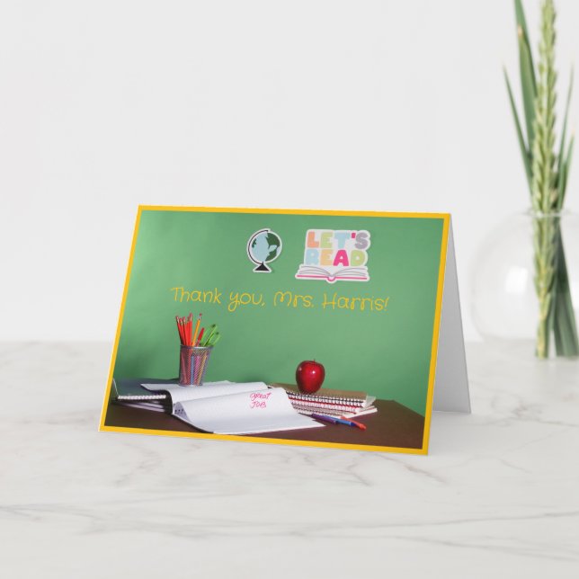 Tarjeta de agradecimiento plegado a profesores de  (Anverso)