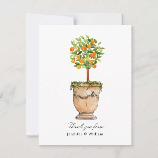 Tarjeta de agradecimiento plegado de citrus de árb (Anverso)
