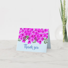 Tarjeta de agradecimiento plegado de flores rosada