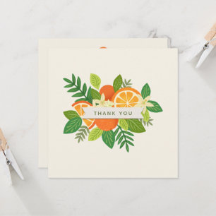Tarjeta de agradecimiento plegado de naranja Bloss