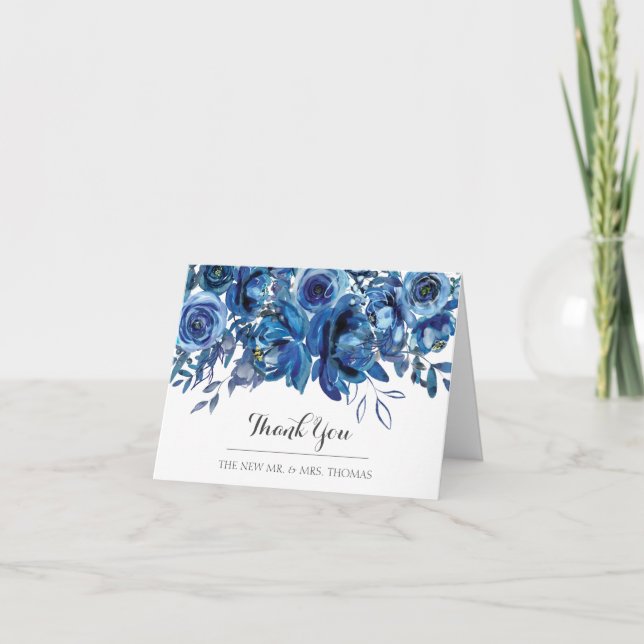 Tarjeta de agradecimiento plegado de Sapphire Blue (Anverso)