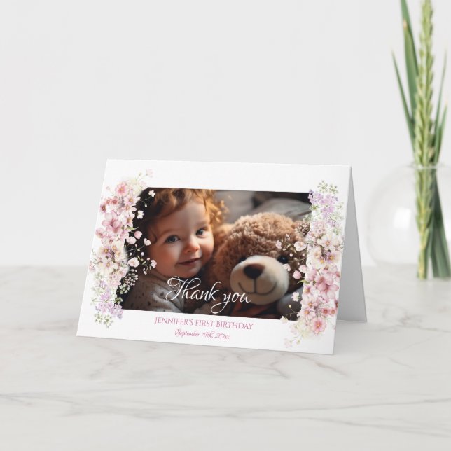 Tarjeta de agradecimiento plegado por cumpleaños d (Anverso)