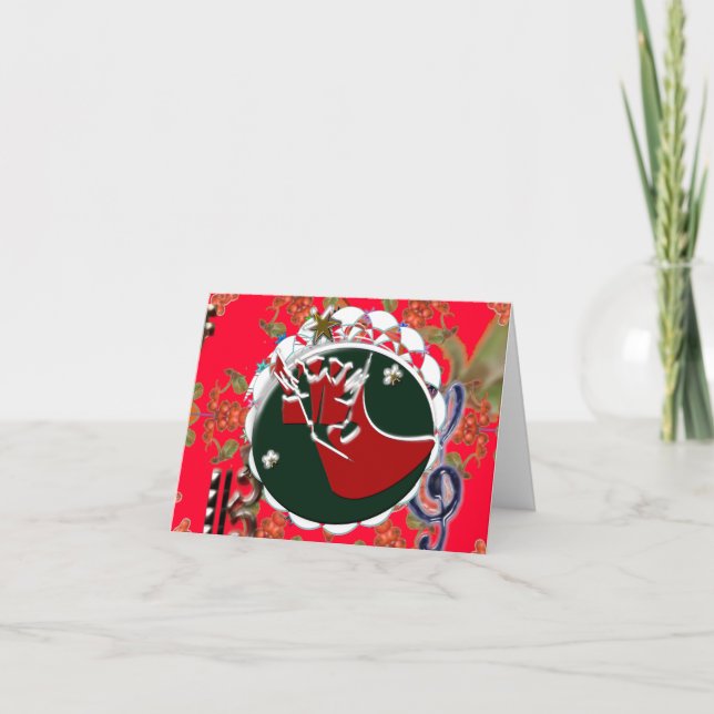 Tarjeta de agradecimiento plegado rojo de Santa Cl (Anverso)