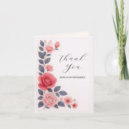 Tarjeta de agradecimiento plegado Rosa de Boda flo