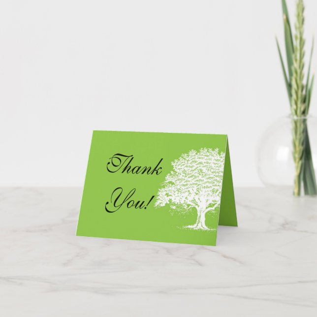 Tarjeta de agradecimiento plegado verde/blanco del (Anverso)