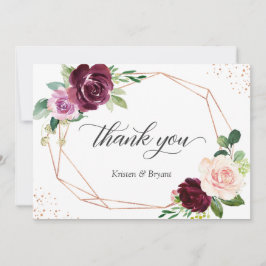 Tarjeta De Agradecimiento Plum Purple Rubor Floral Boda geométrico moderno