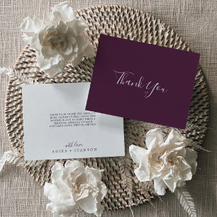 Tarjeta De Agradecimiento Pluma de coordenadas morado de Moody