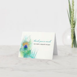 Tarjeta De Agradecimiento Pluma de Pavo Real al Acuarela Gracias