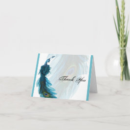 Tarjeta De Agradecimiento Pluma de Pavo Real Azul Turquesa Gracias