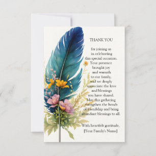 Tarjeta De Agradecimiento Pluma Y Flor