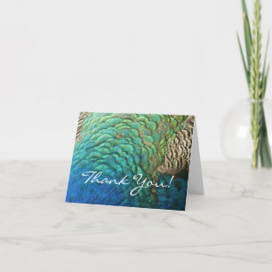 Tarjeta De Agradecimiento Plumas de Pavo Real I Diseño de Naturaleza Abstrac