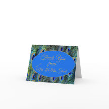 Plumas de Pavo Real Personalizadas Azules Agradeci