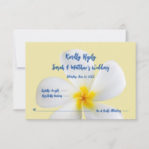 Tarjeta De Agradecimiento Plumeria blanca en amarillo, tropical, floral, RSV