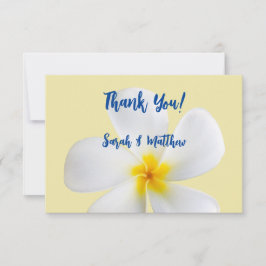 Tarjeta De Agradecimiento Plumeria Blanca sobre Amarillo, Tropical, Floral