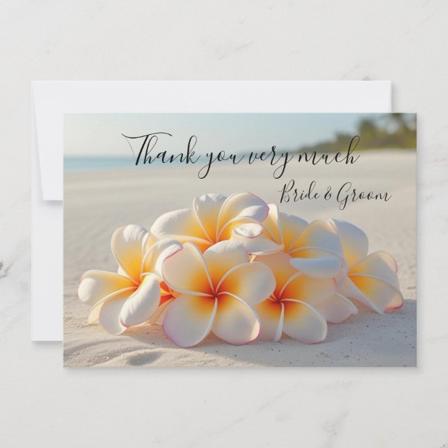 Tarjeta De Agradecimiento Plumeria Flower on sand thank you card (Anverso)