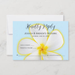 Tarjeta De Agradecimiento Plumeria tropical, blanca y amarilla, RSVP floral