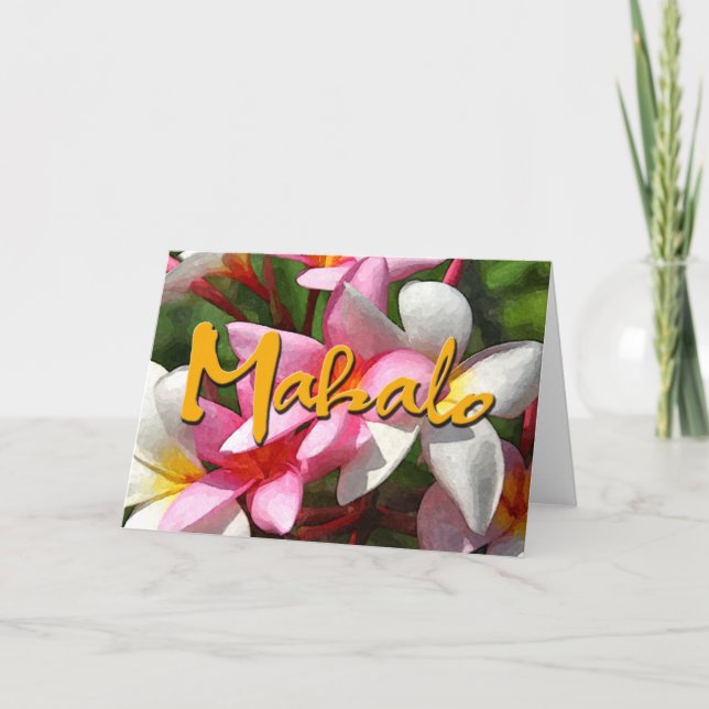 Tarjeta De Agradecimiento Plumerias de Mahalo (Anverso)