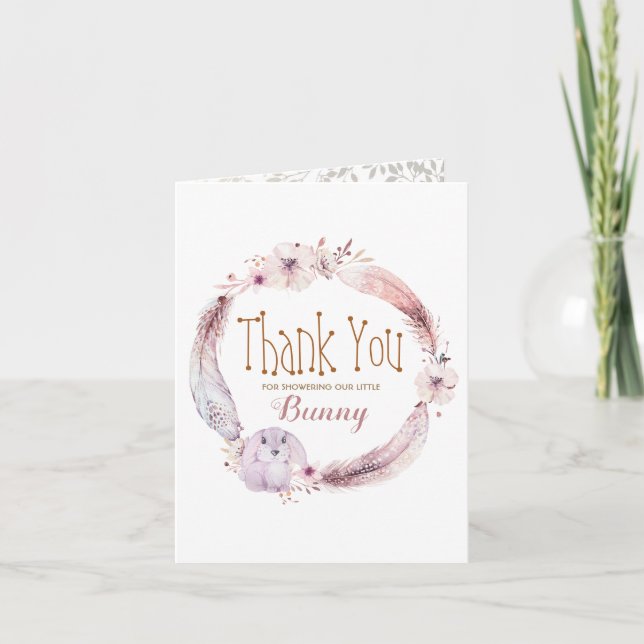 Tarjeta De Agradecimiento Poco conejito Baby Shower le agradece (Anverso)