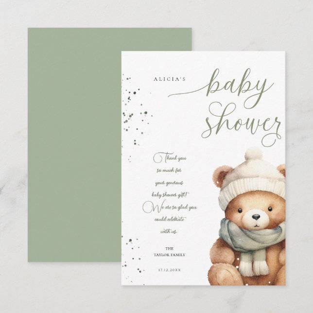 Tarjeta De Agradecimiento Podemos Embarazar A Wait Sage Baby Shower (Anverso / Reverso)