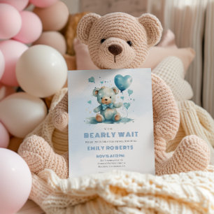 Tarjeta De Agradecimiento Podemos Esperar A Bebé Bear Blue Teddy Bear