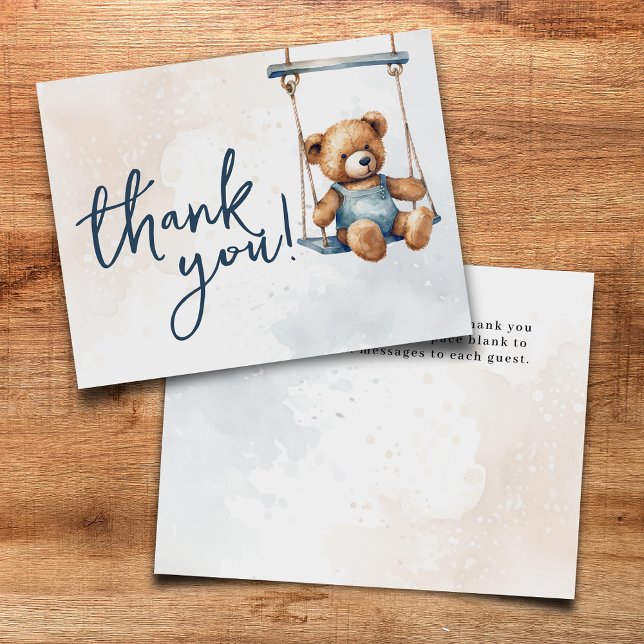 Tarjeta De Agradecimiento Podemos Esperar A Denim Teddy Bear Baby Shower (Subido por el creador)