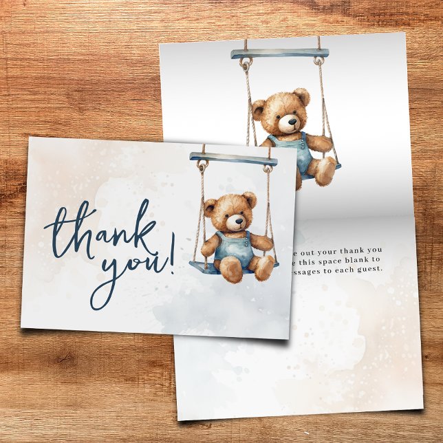 Tarjeta De Agradecimiento Podemos Esperar A Denim Teddy Bear Baby Shower (Subido por el creador)