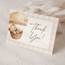 Tarjeta De Agradecimiento Podemos Esperar A Gingham Teddy Bear Baby Shower