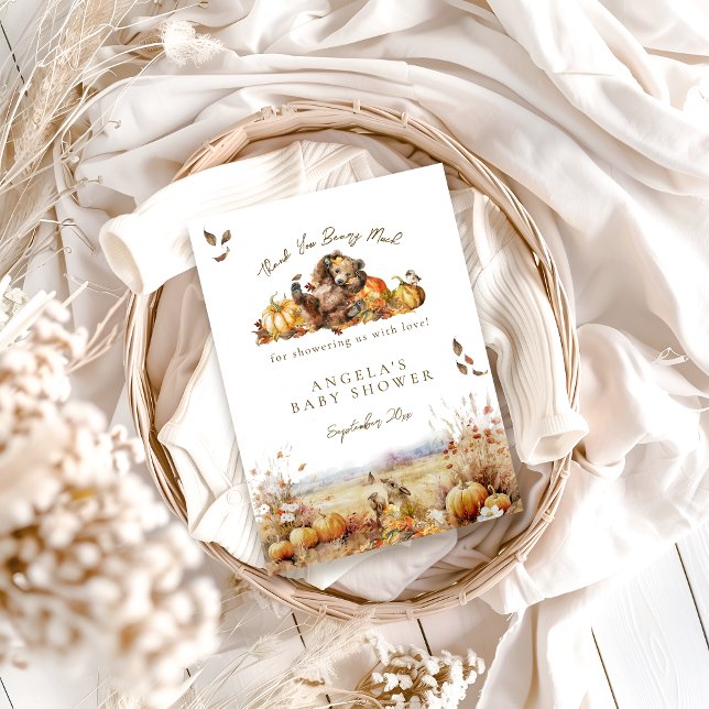 Tarjeta De Agradecimiento Podemos esperar a la caída del bosque Baby Shower (Subido por el creador)