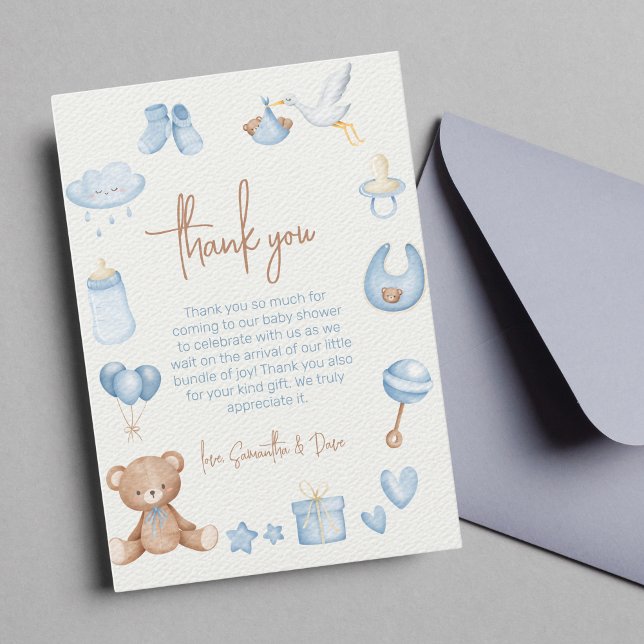 Tarjeta De Agradecimiento Podemos Esperar A La Luz Azul Baby Shower (thank you card baby shower "we can bearly wait")