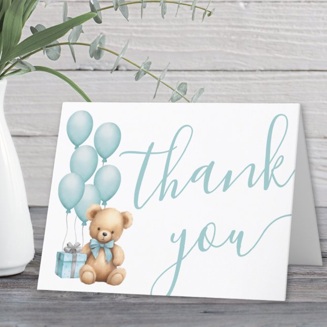 Tarjeta De Agradecimiento Podemos Esperar Al Niño Baby Shower (We Can Bearly Wait Boy Baby Shower Thank You Card )