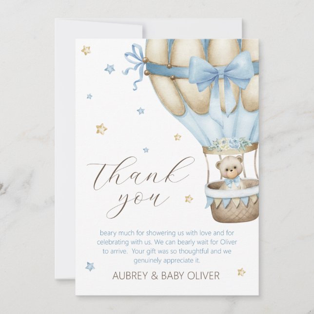 Tarjeta De Agradecimiento Podemos Esperar Al Niño Baby Shower (Anverso)