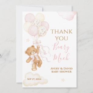 Tarjeta De Agradecimiento Podemos Esperar con Ansia Fiesta de Bebé Niña Rosa