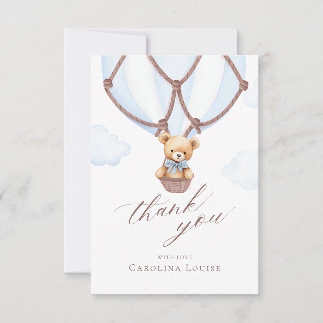 Tarjeta De Agradecimiento ¡Podemos Esperar! Hot Air Baloon Gracias (Anverso)