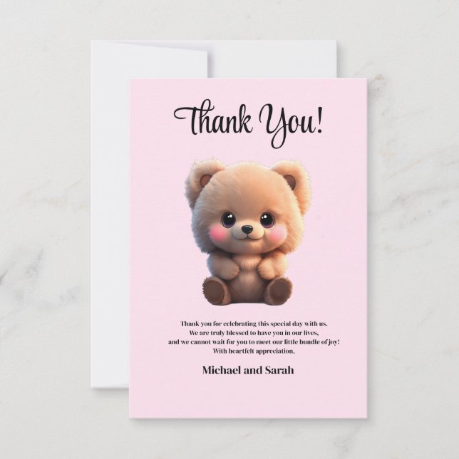 Tarjeta De Agradecimiento Podemos esperar temprano a que osito de peluche Ba (Anverso)