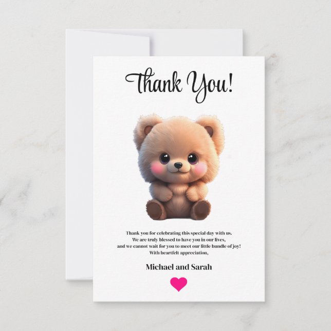 Tarjeta De Agradecimiento Podemos esperar temprano a que osito de peluche Ba (Anverso)